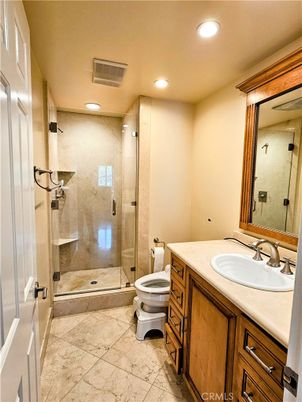 Bathroom, Glass Shower, Interior, Recessed Lighting
