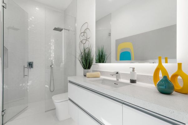 Bathroom, Glass Shower, Interior, Recessed Lighting