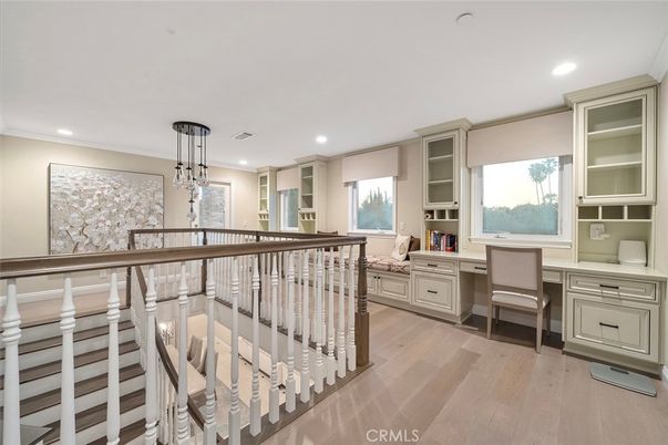 Home Office, Interior, Pendant Lights, Recessed Lighting, Wood Texture Flooring