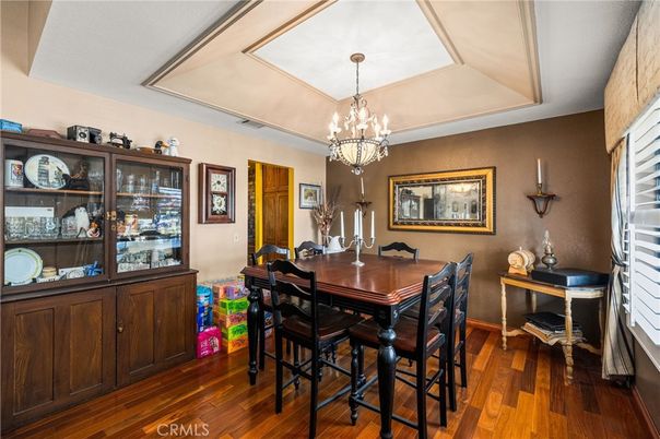 Chandelier, Dining room, Interior, Wood Texture Flooring