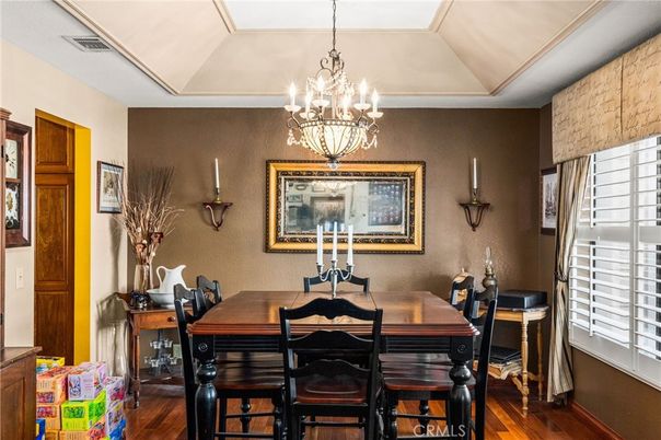 Chandelier, Dining room, Interior, Wood Texture Flooring