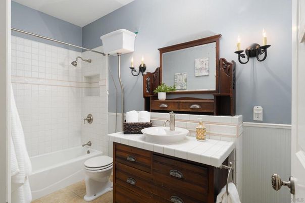 Bathroom, Glass Shower, Interior, Tile Countertops