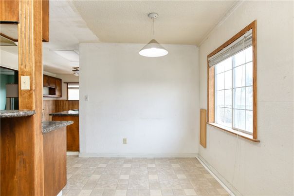 Empty room, Interior, Kitchen, Pendant Lights