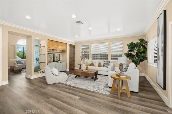 Interior, Living room, Recessed Lighting, Wood Texture Flooring