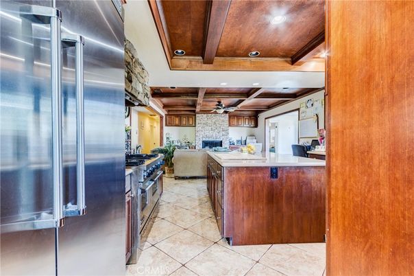 Interior, Kitchen, Recessed Lighting, Stainless Steel Appliances, Stone Walls, Wooden Beams, Wooden Ceilings