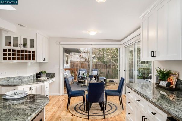 Dining room, Interior, Recessed Lighting, Wood Texture Flooring