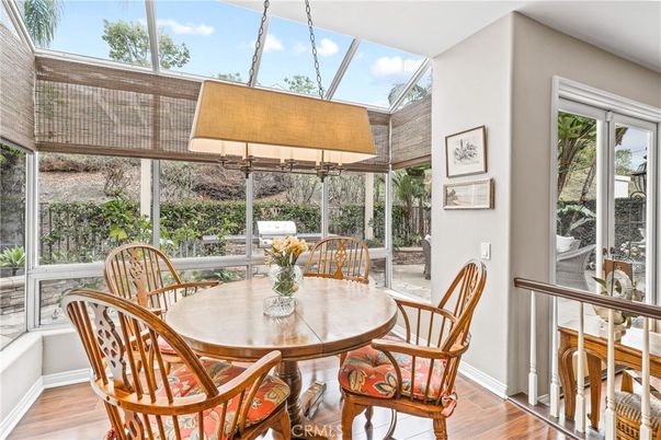Dining room, Interior, Sun Room, Wood Texture Flooring