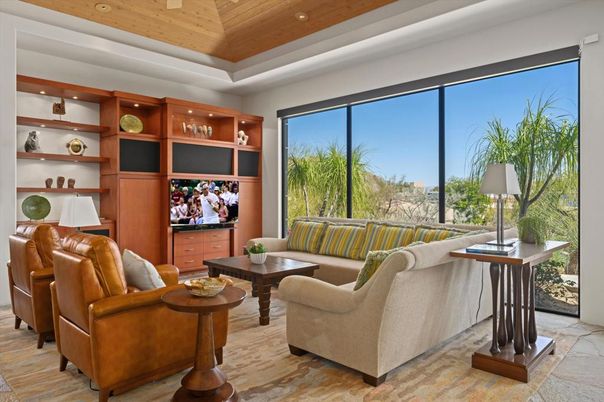 Interior, Living room, Recessed Lighting, Wooden Ceilings