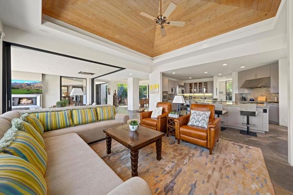 Interior, Kitchen, Living room, Recessed Lighting, Wooden Ceilings