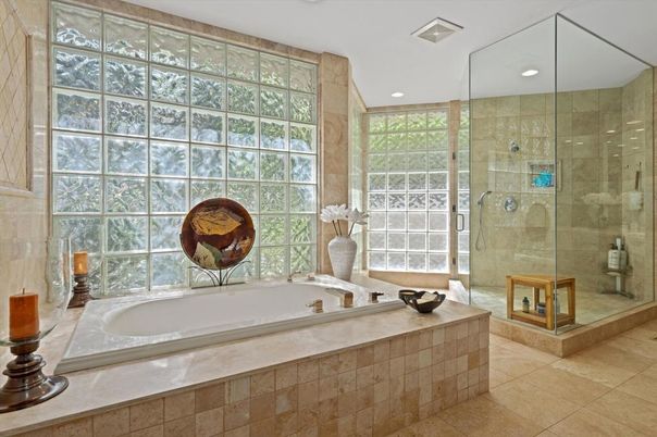 Bathroom, Glass Shower, Interior, Recessed Lighting