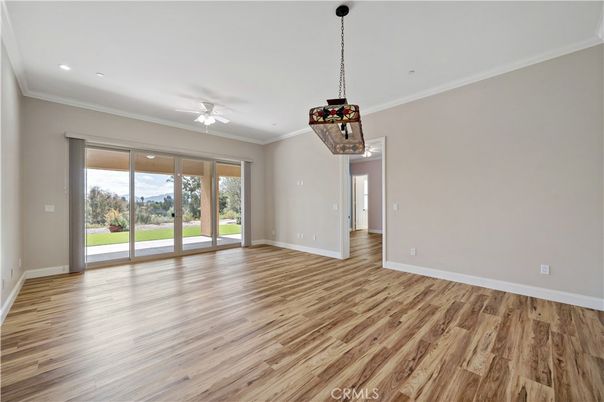 Empty room, Interior, Pendant Lights, Recessed Lighting, Wood Texture Flooring