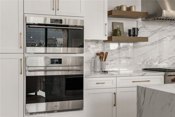 Interior, Kitchen, Marble Walls, Stainless Steel Appliances