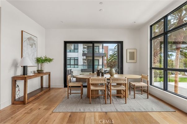 Dining room, Interior, Recessed Lighting, Wood Texture Flooring