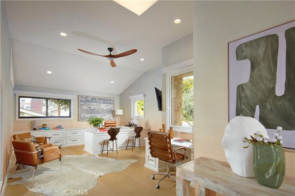 Home Office, Interior, Recessed Lighting, Wood Texture Flooring