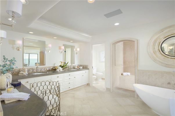 Bathroom, Dual Sink Vanities, Free Standing Baths, Interior, Recessed Lighting, Water