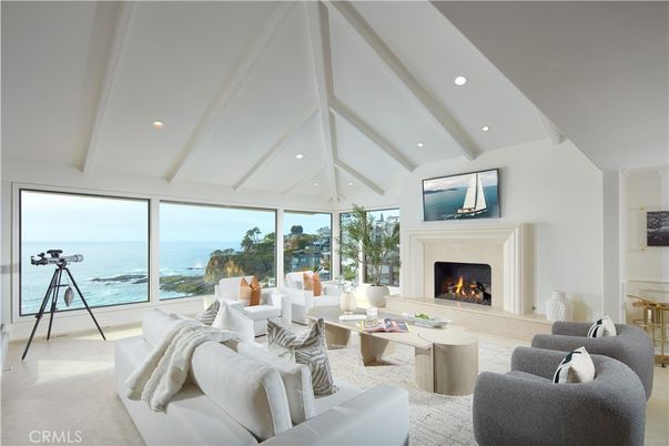 Fireplace, Interior, Living room, Recessed Lighting, Water