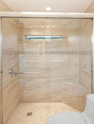 Bathroom, Glass Shower, Interior, Recessed Lighting