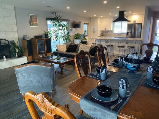 Dining room, Interior, Kitchen, Living room, Recessed Lighting, Wood Texture Flooring