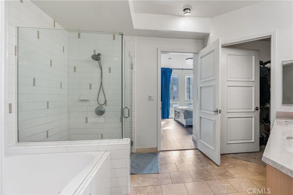 Bathroom, Glass Shower, Interior, Wood Texture Flooring