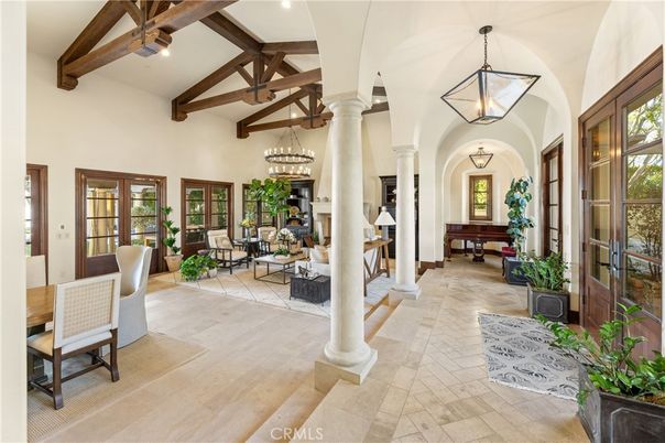 Chandelier, Dining room, Interior, Living room, Pendant Lights, Wooden Beams