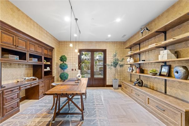Home Office, Interior, Pendant Lights, Recessed Lighting, Wood Texture Flooring