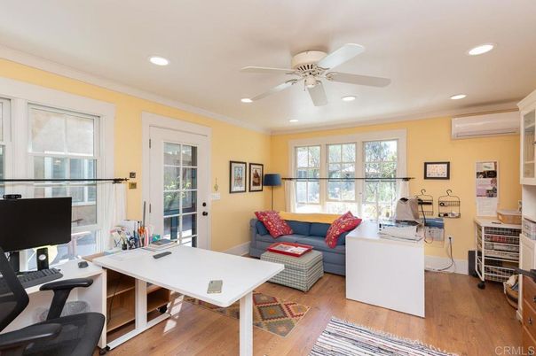 Home Office, Interior, Living room, Recessed Lighting, Wood Texture Flooring