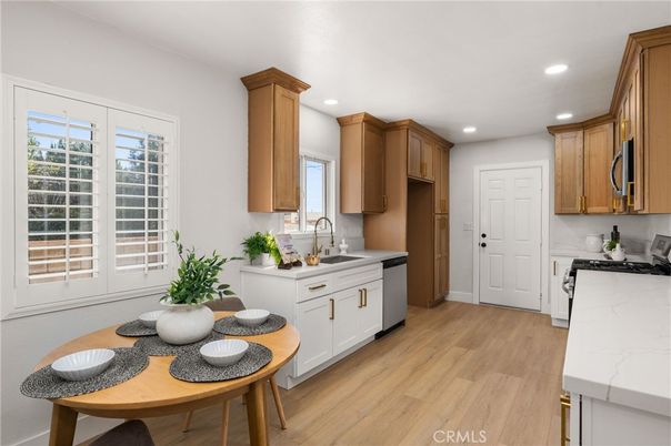 Interior, Kitchen, Recessed Lighting, Wood Texture Flooring
