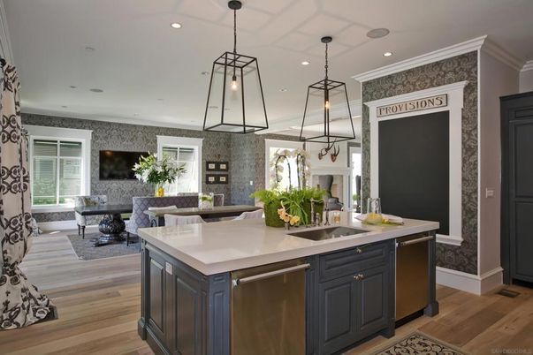 Interior, Kitchen, Living room, Pendant Lights, Recessed Lighting, Stainless Steel Appliances, Wood Texture Flooring