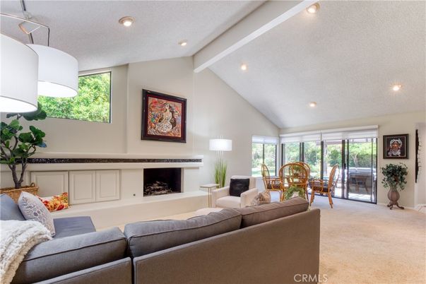 Dining room, Fireplace, Interior, Living room, Recessed Lighting