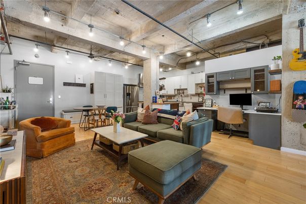 Dining room, Interior, Kitchen, Living room, Stainless Steel Appliances, Wood Texture Flooring