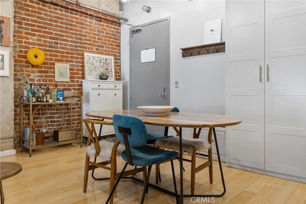 Dining room, Interior, Stone Walls, Wood Texture Flooring