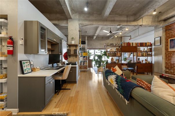 Home Office, Interior, Stone Walls, Wood Texture Flooring