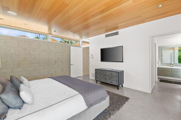 Bedroom, Interior, Recessed Lighting, Wooden Ceilings
