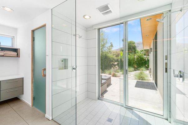 Bathroom, Glass Shower, Interior, Recessed Lighting