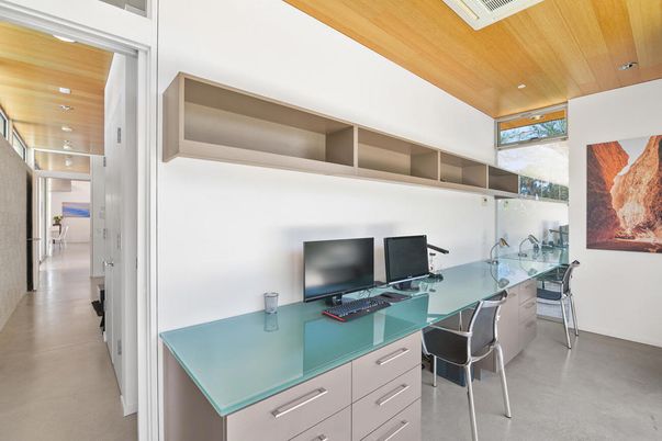 Home Office, Interior, Recessed Lighting, Wooden Ceilings