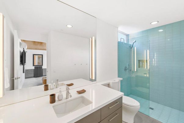 Bathroom, Glass Shower, Interior, Recessed Lighting