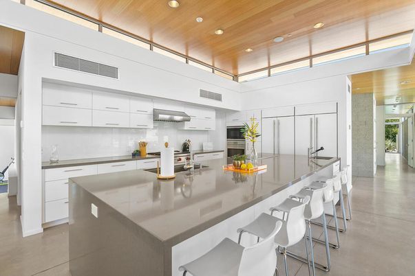 Interior, Kitchen, Recessed Lighting, Stainless Steel Appliances, Wooden Ceilings
