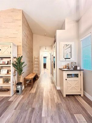 Interior, Stone Walls, Wood Texture Flooring