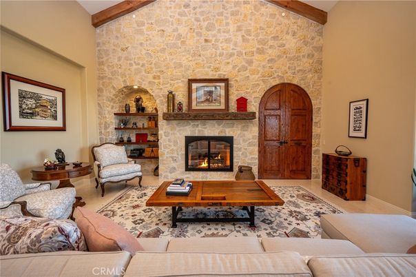 Fireplace, Interior, Living room, Stone Walls, Wooden Beams