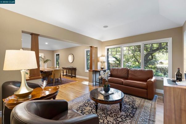 Dining room, Interior, Living room, Recessed Lighting, Wood Texture Flooring