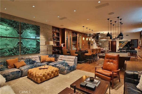 Interior, Living room, Pendant Lights, Recessed Lighting, Wood Texture Flooring