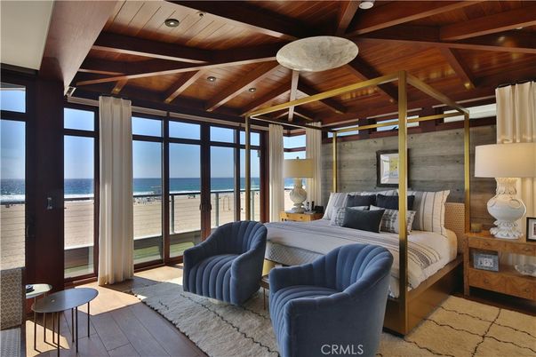 Bedroom, Interior, Recessed Lighting, Water, Wooden Beams, Wooden Ceilings, Wood Texture Flooring, Wooden Walls