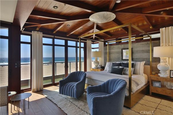 Bedroom, Interior, Recessed Lighting, Water, Wooden Beams, Wooden Ceilings, Wood Texture Flooring, Wooden Walls