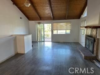 Empty room, Fireplace, Interior, Wooden Beams, Wooden Ceilings, Wood Texture Flooring