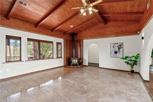 Empty room, Fireplace, Interior, Wooden Beams, Wooden Ceilings
