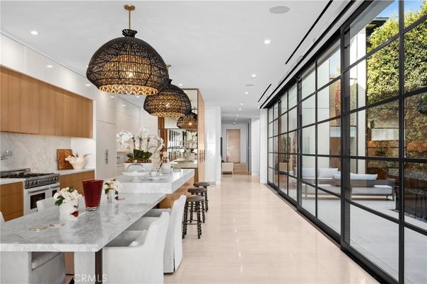 Chandelier, Interior, Kitchen, Pendant Lights, Recessed Lighting, Stainless Steel Appliances