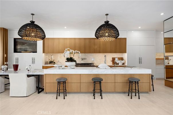Interior, Kitchen, Pendant Lights, Recessed Lighting, Wood Texture Flooring