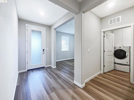 Interior, Recessed Lighting, Utility Closets, Washer, Wood Texture Flooring