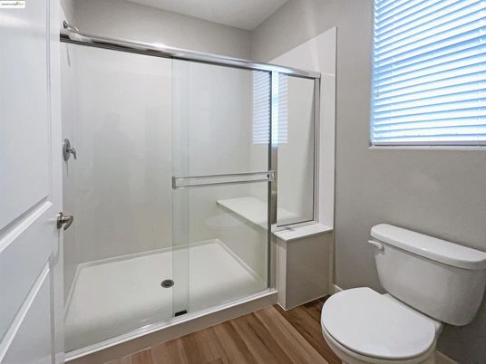 Bathroom, Glass Shower, Interior, Wood Texture Flooring