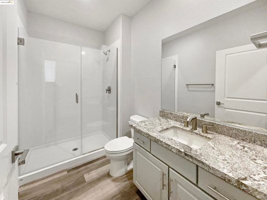 Bathroom, Glass Shower, Interior, Wood Texture Flooring